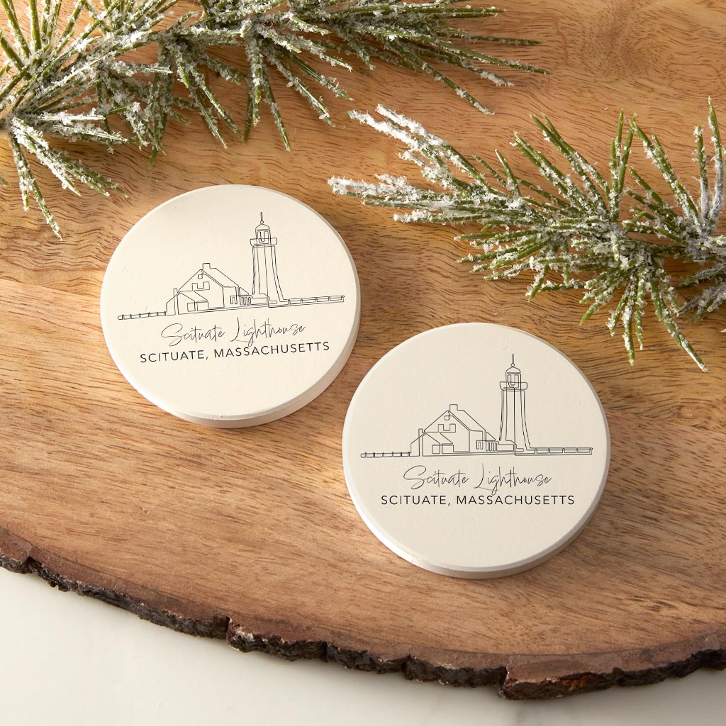 Scituate Lighthouse| Absorbent Car Coasters | Set of 2 | Min 4