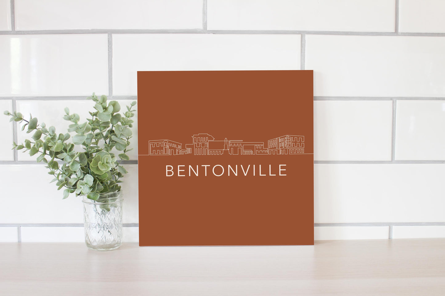 Modern Minimalist Arkansas Bentonville Skyline | Wood Sign | Eaches | Min 2