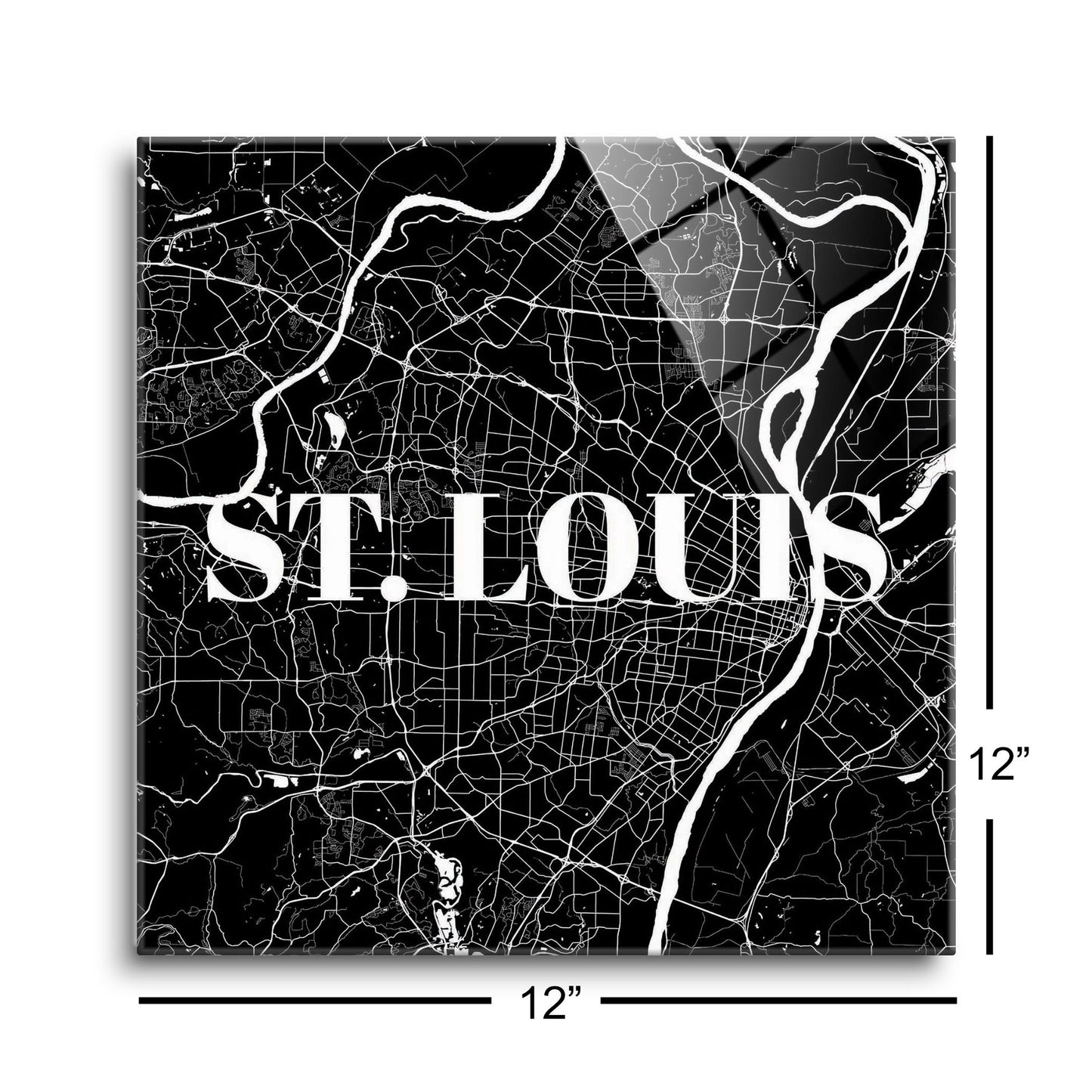 Minimalist B&W Missouri St Louis Map | Hi-Def Glass Art | Eaches | Min 1