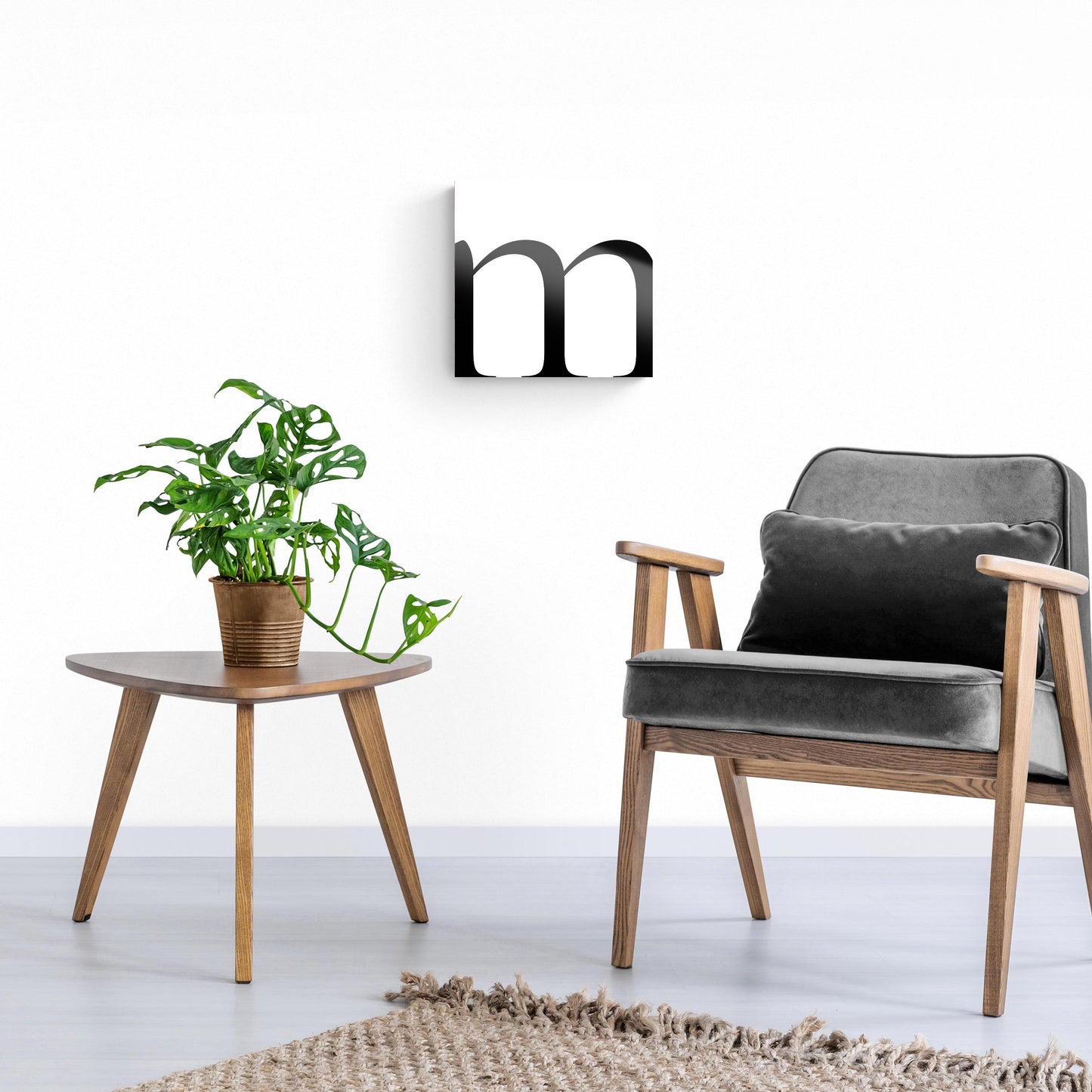 Minimal Monogram M | Hi-Def Glass Art | Eaches | Min 1