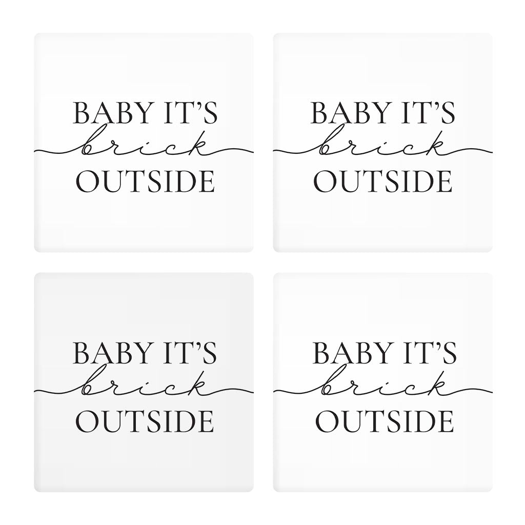 Minimalistic B&W New York Quip Brick Outside | Absorbent Coasters | Set of 4 | Min 2