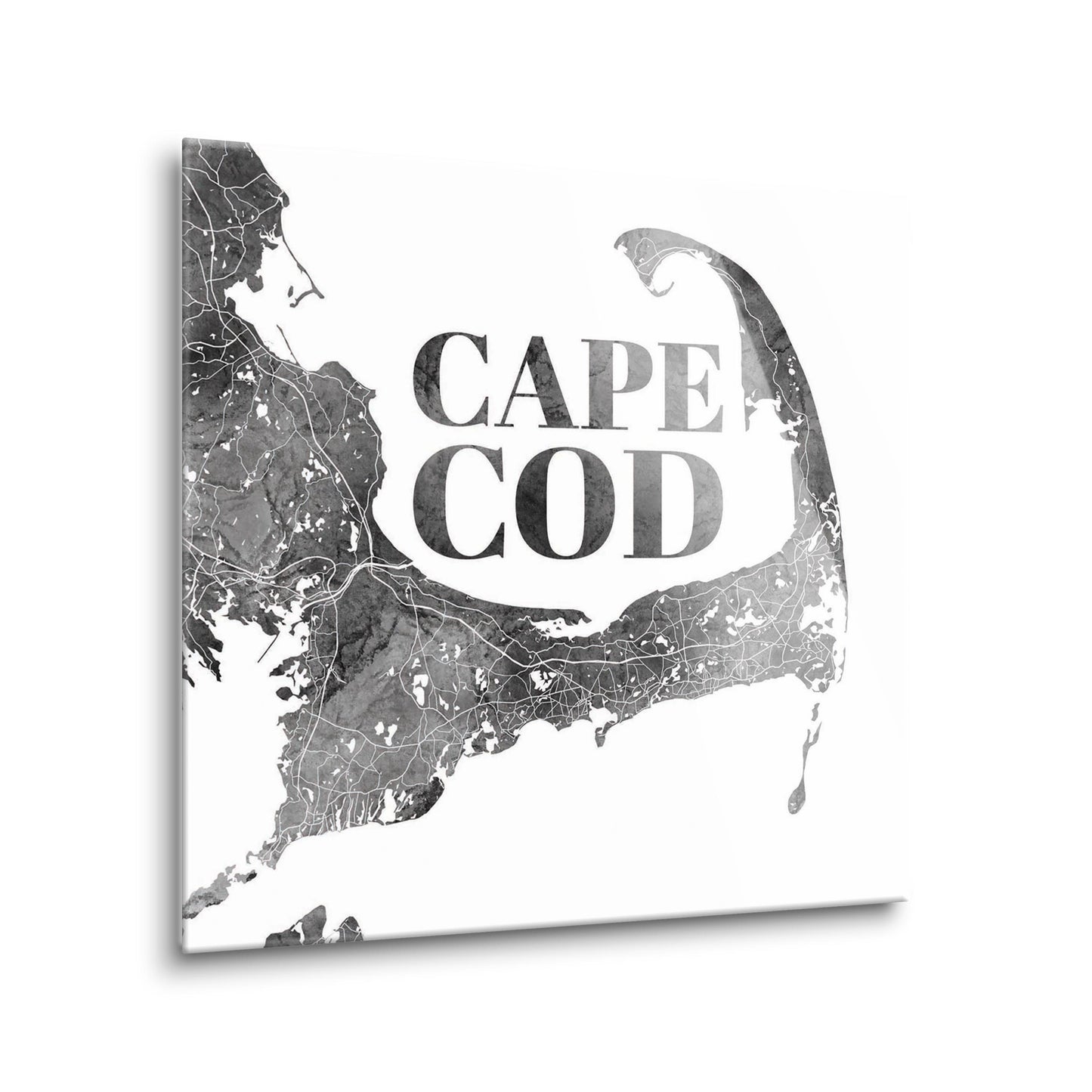 Minimalistic B&W Cape Cod Map | Hi-Def Glass Art | Eaches | Min 2