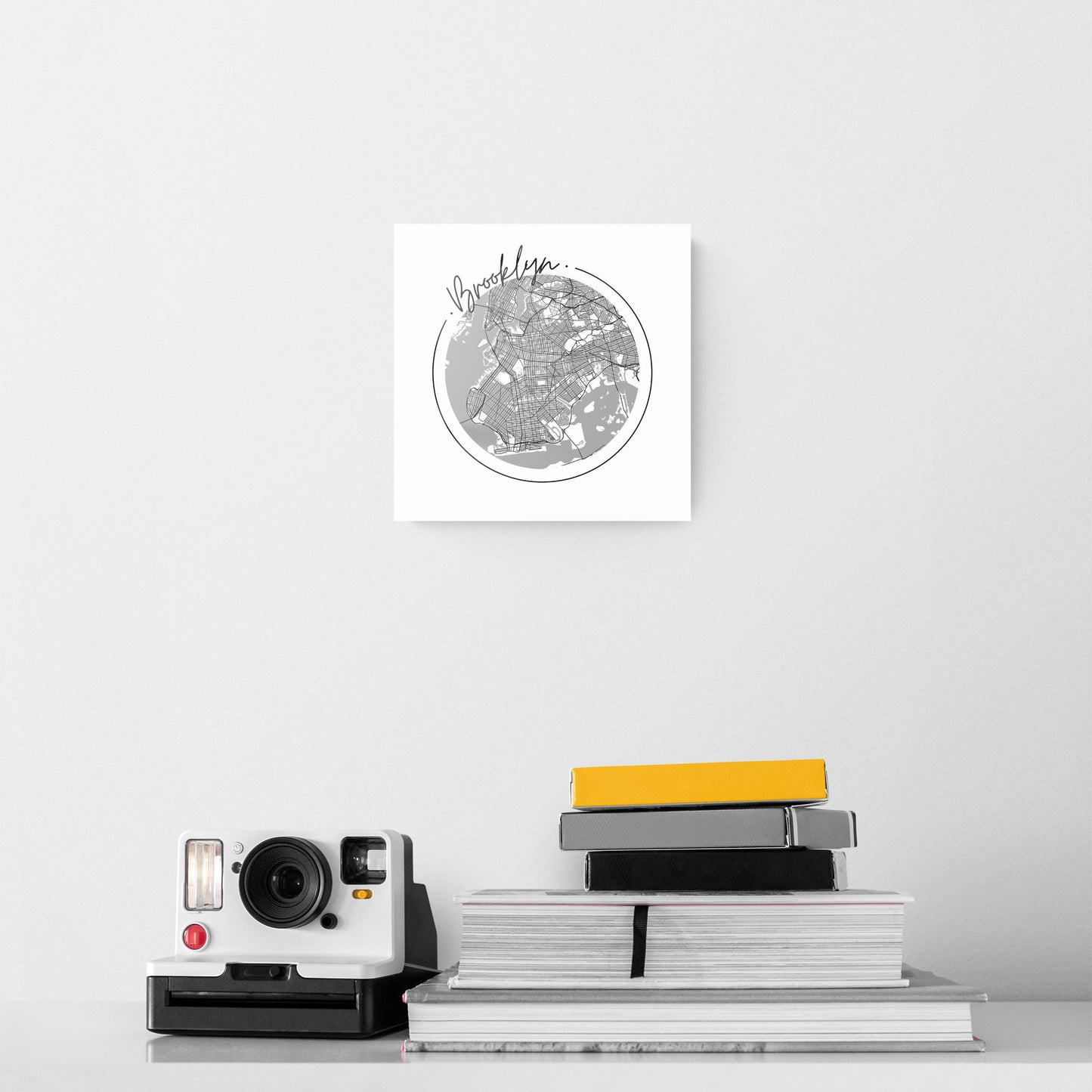 Minimalistic B&W New York Brooklyn Circle Map | Hi-Def Glass Art | Eaches | Min 2