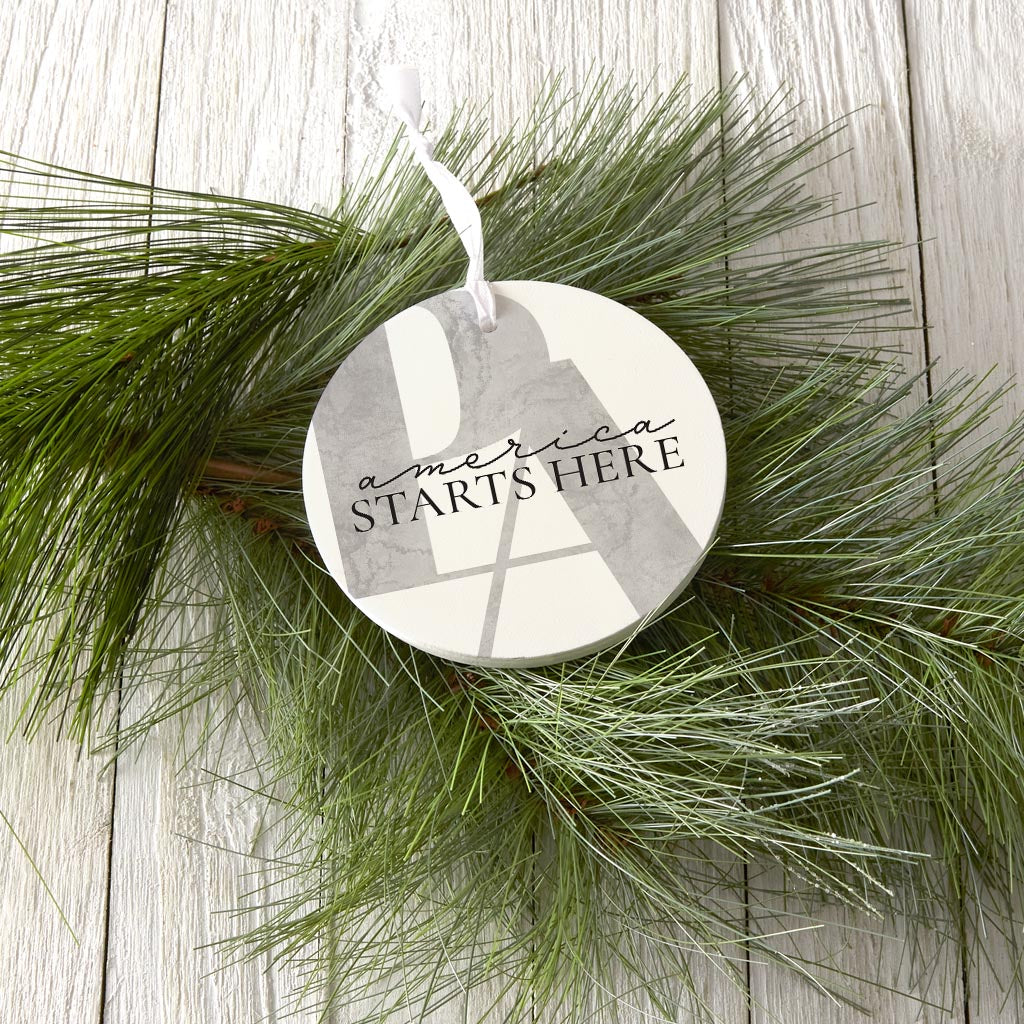 Minimalistic B&W Pennsylvania America Quip | Wood Ornament | Eaches | Min 6