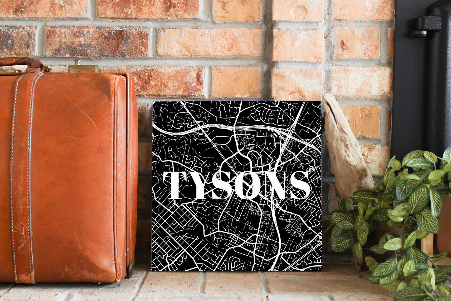 Minimalistic B&W Virginia Tysons Map | Wood Sign | Eaches | Min 2