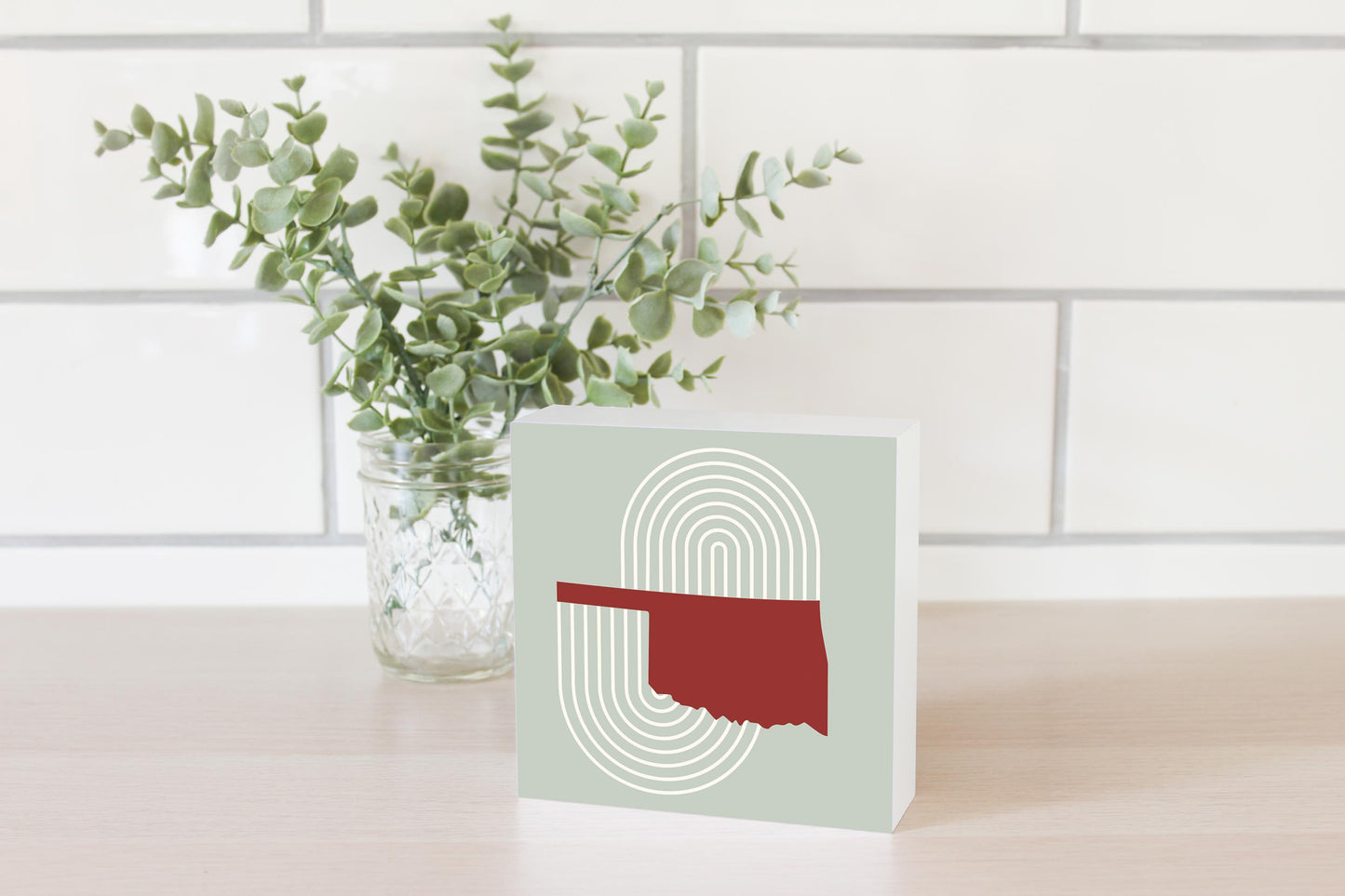 Modern Minimalist Oklahoma Retro State Shape | Wood Block | Eaches | Min 4