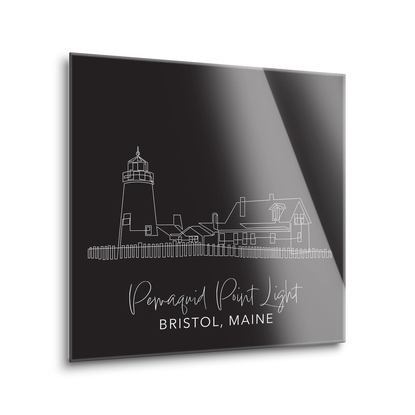 Black Pemaquid Point Light | Hi-Def Glass Art | Eaches | Min 2