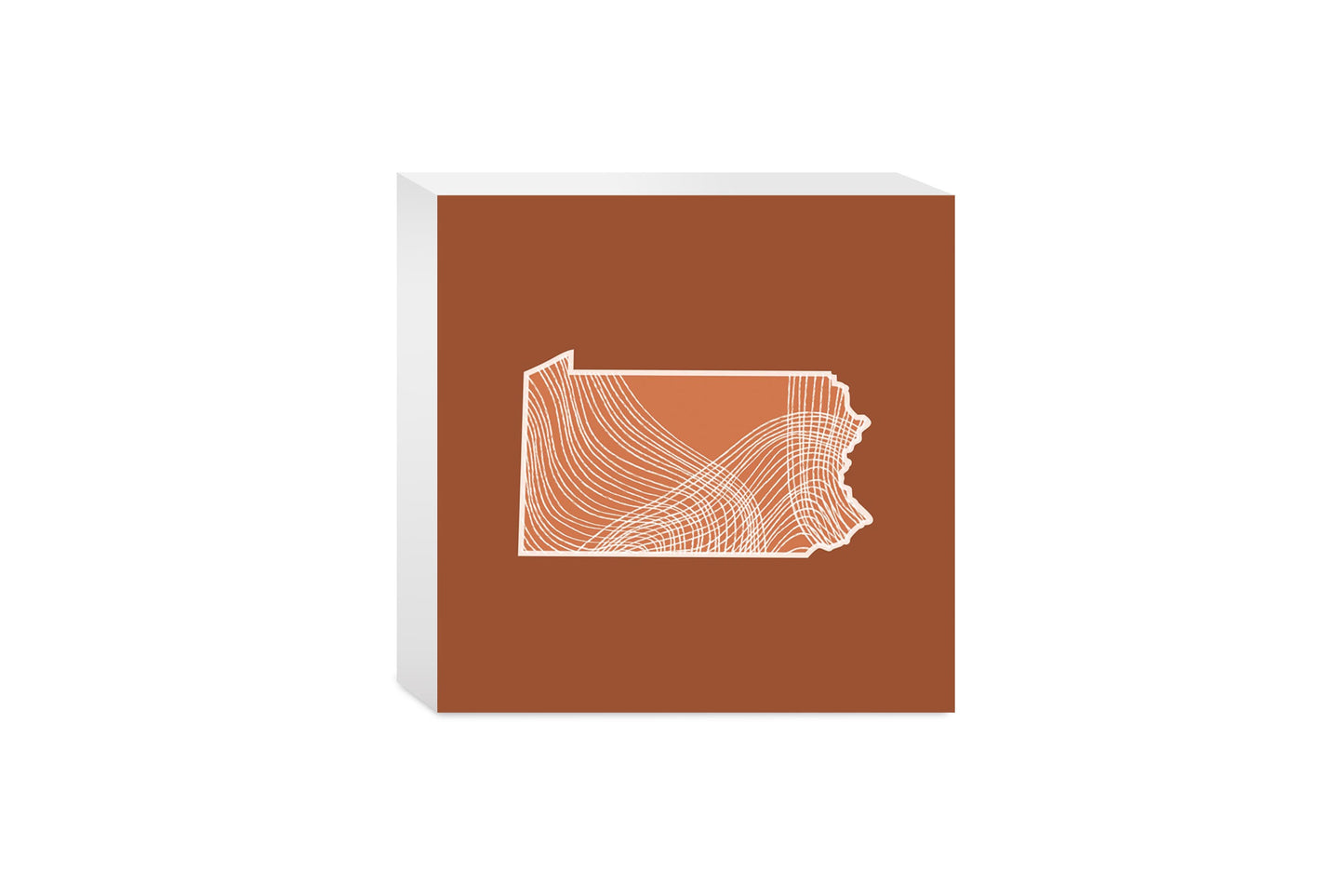 Modern Minimalist Pennsylvania State Lines Dark | Wood Block | Eaches | Min 4