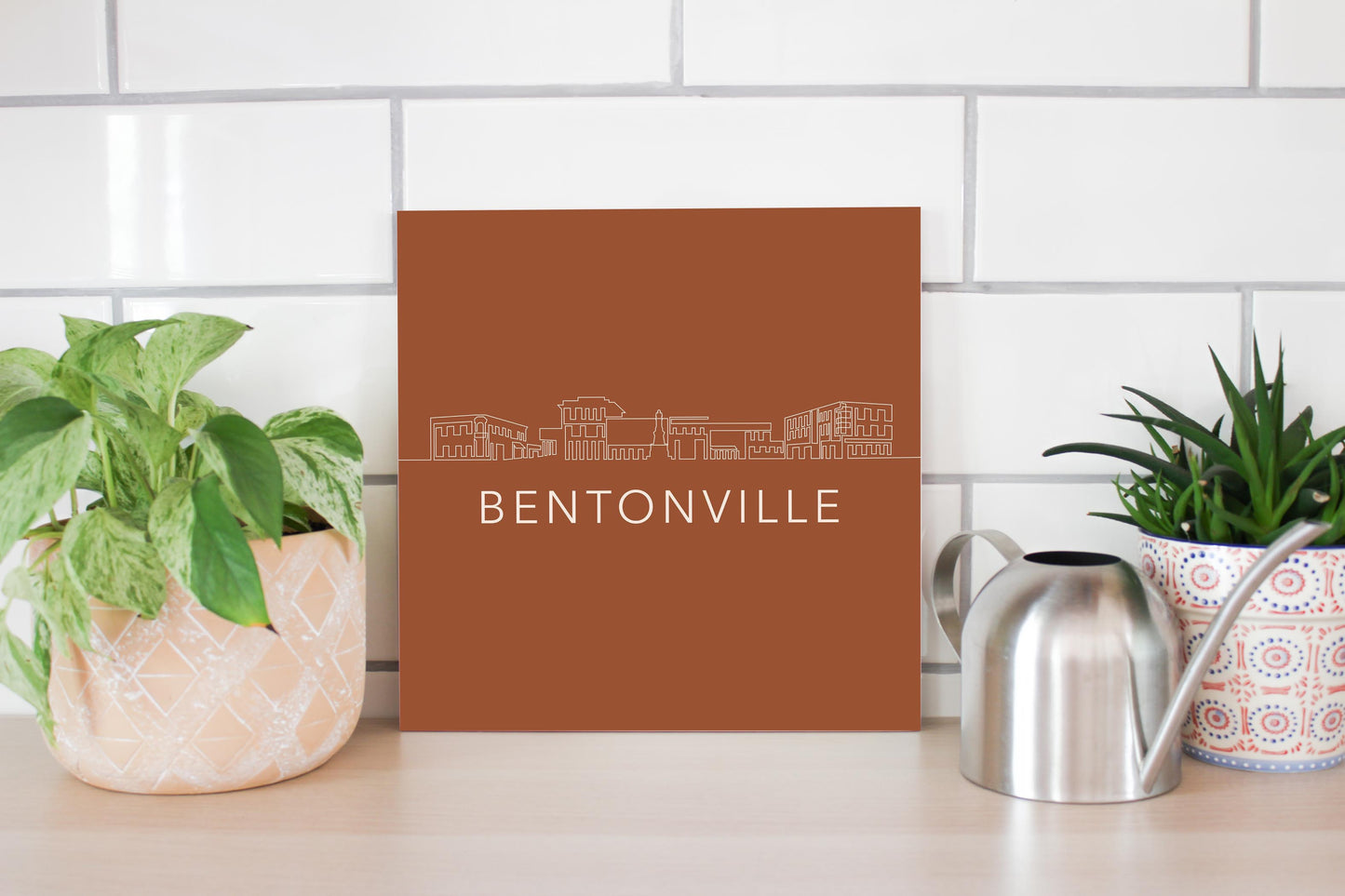 Modern Minimalist Arkansas Bentonville Skyline | Wood Sign | Eaches | Min 2