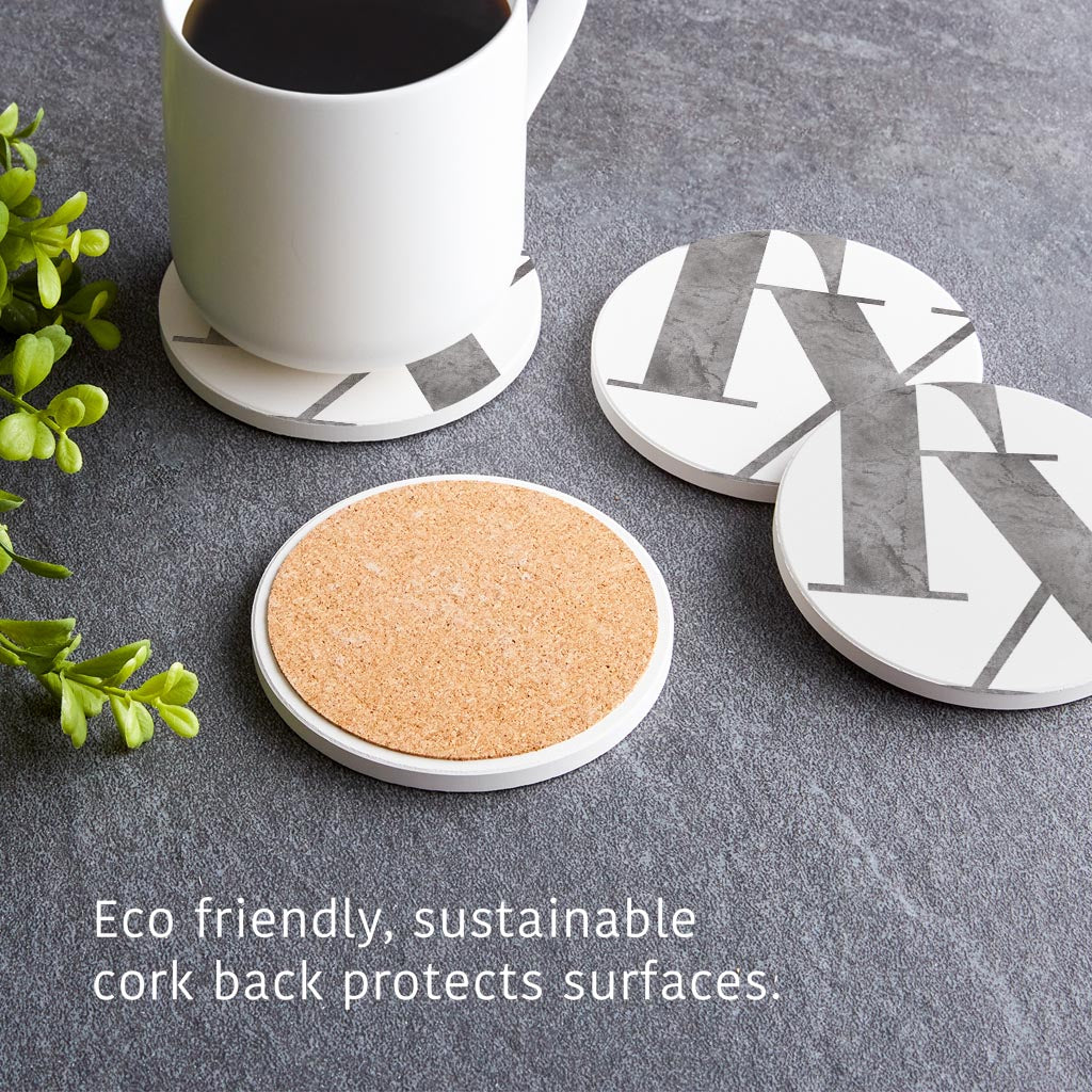 Modern White Texas Initials | Absorbent Coasters | Set of 4 | Min 2