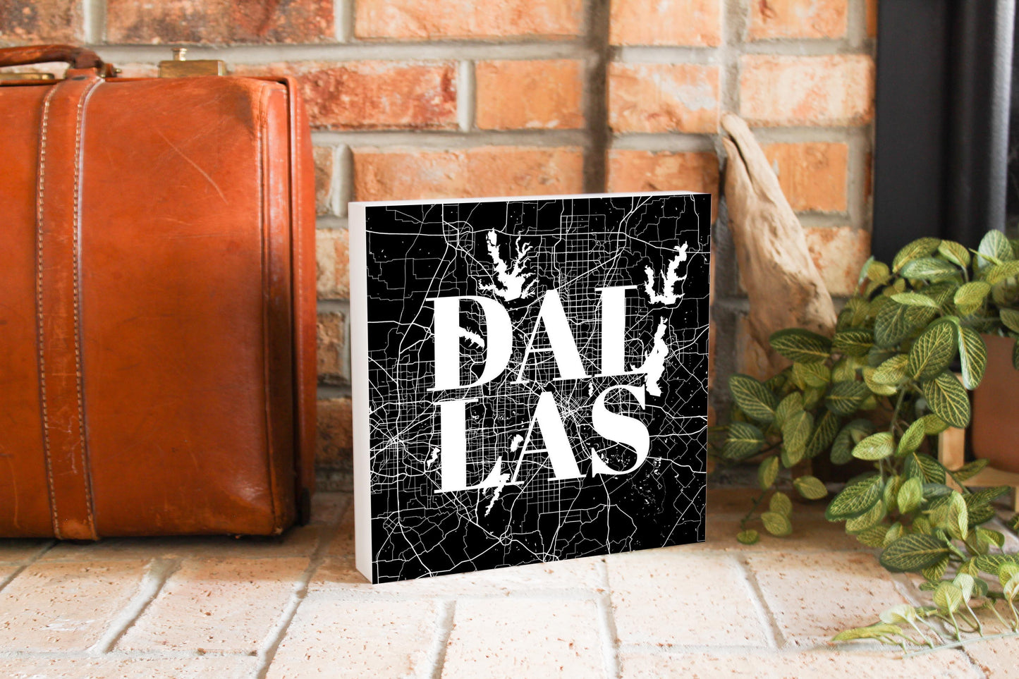 Modern Black Dallas Map | Wood Block | Eaches | Min 2