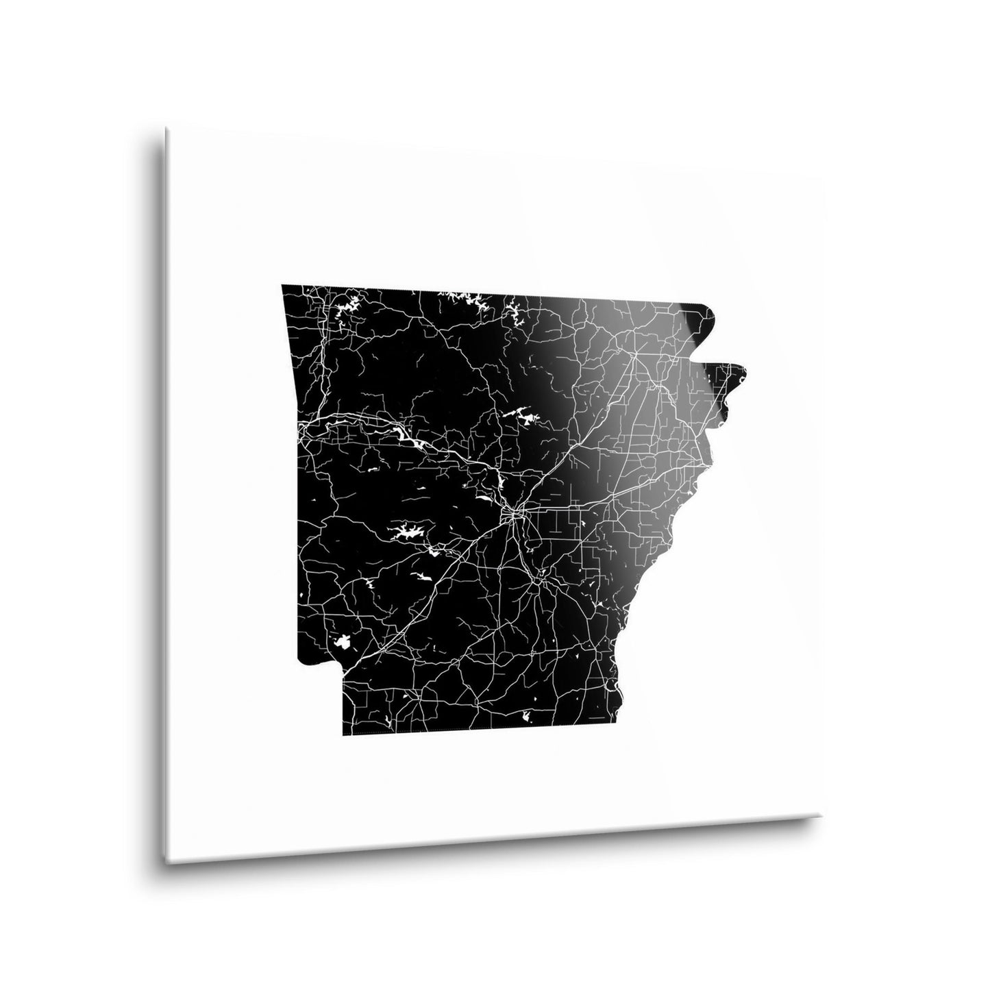B&W Minimalist Arkansas Map | Hi-Def Glass Art | Eaches | Min 2
