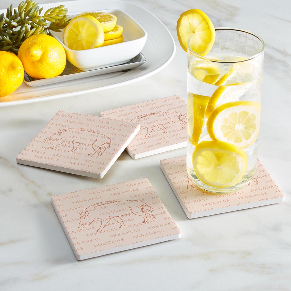 Modern Minimalist Arkansas Hog Line Drawing | Absorbent Coasters | Set of 4 | Min 2