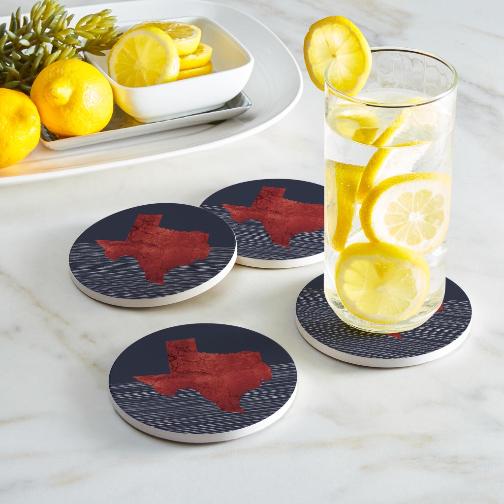 Modern Minimalist Texas Straight Line State Shape | Absorbent Coasters | Set of 4 | Min 2