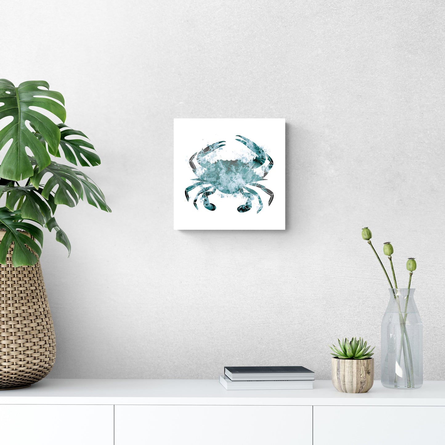 Blue White Water Color Blue Crab | Hi-Def Glass Art | Eaches | Min 1