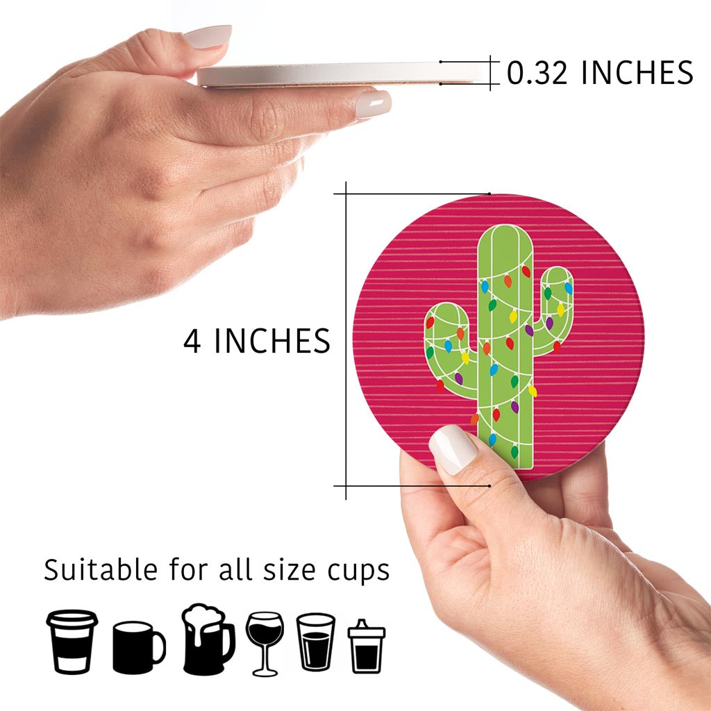 Bright Christmas Cactus| Absorbent Coasters | Set of 4 | Min 2