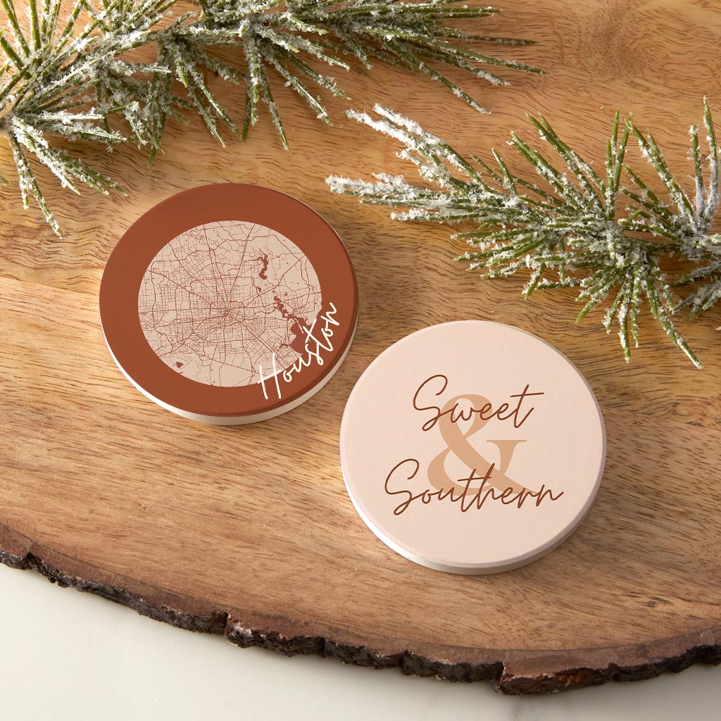 Modern Minimalist Texas Set | Absorbent Car Coasters | Set of 2 | Min 4