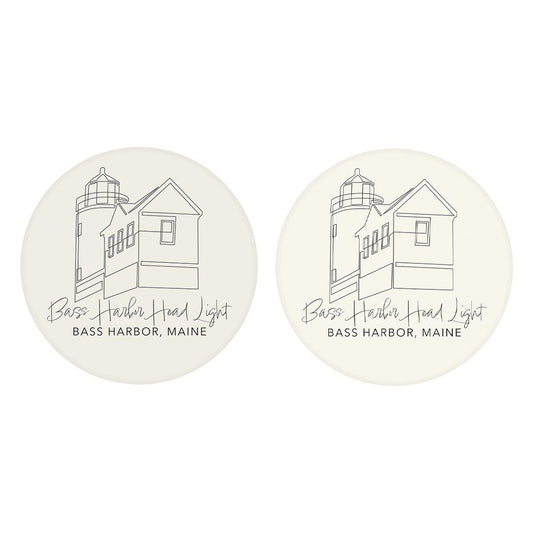 Bass Harbor Head Light | Absorbent Car Coasters | Set of 2 | Min 4