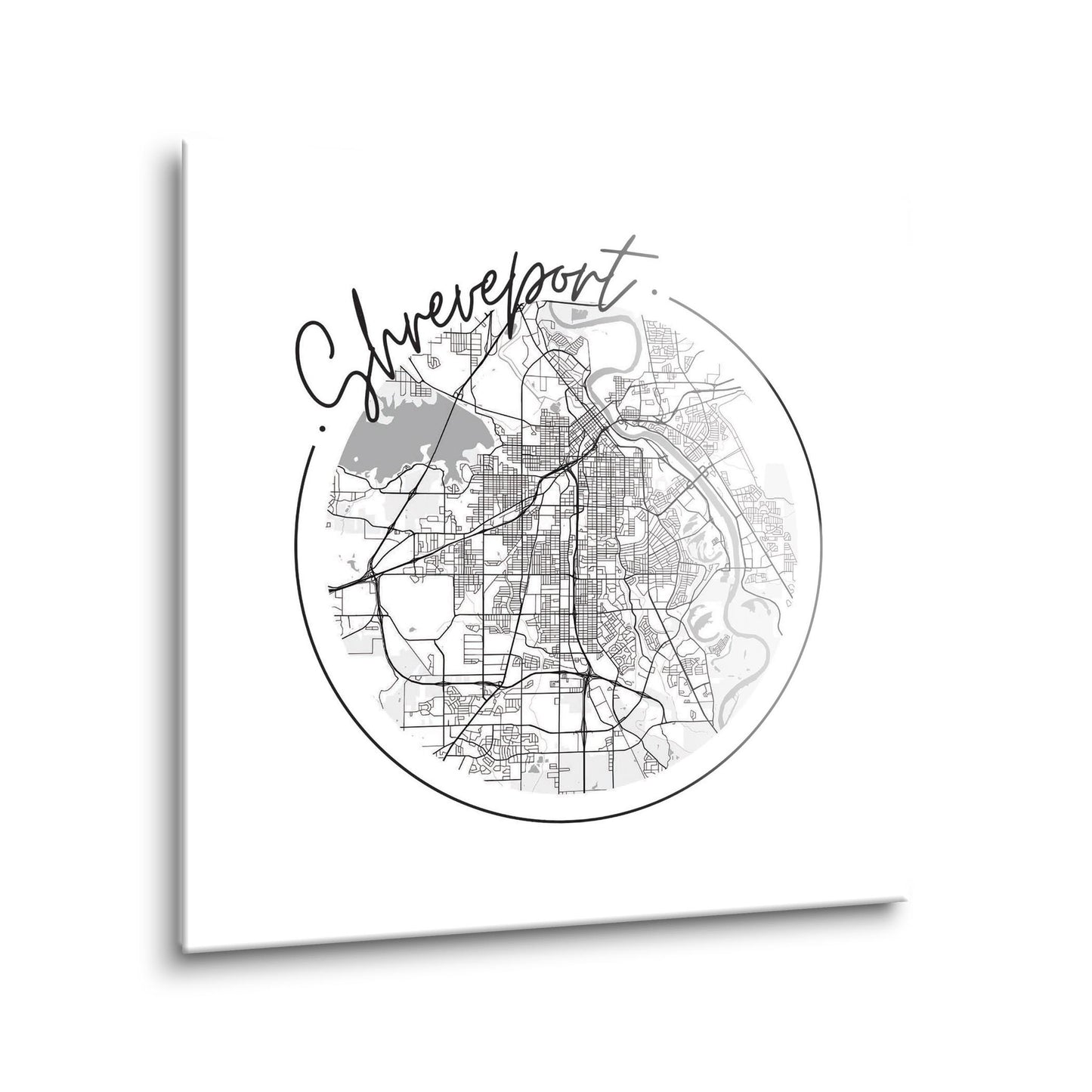 Modern Louisiana Shreveport Circle Map | Hi-Def Glass Art | Eaches | Min 1