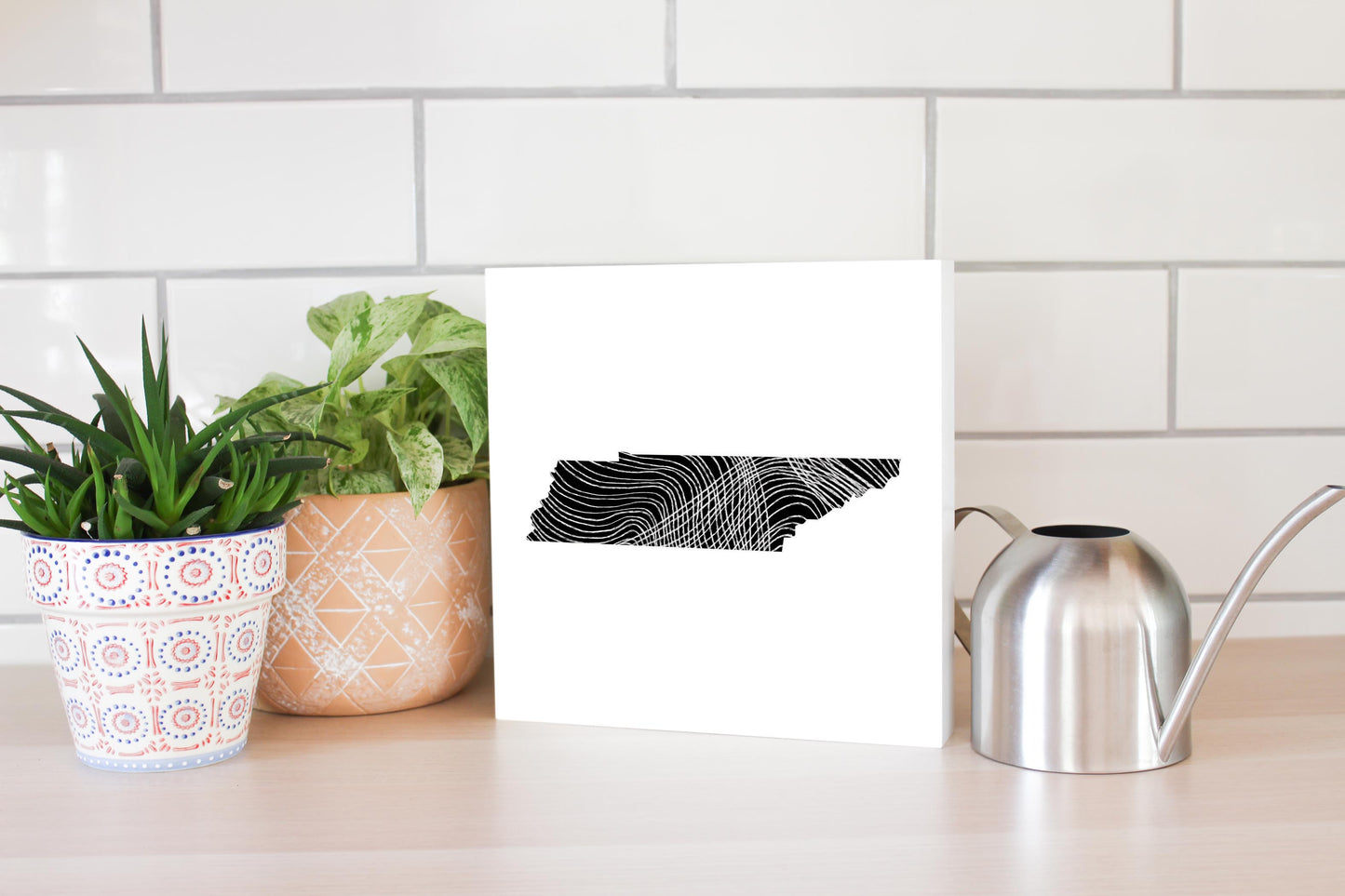 Minimalist B&W Tennessee State Shape | Wood Block | Eaches | Min 2
