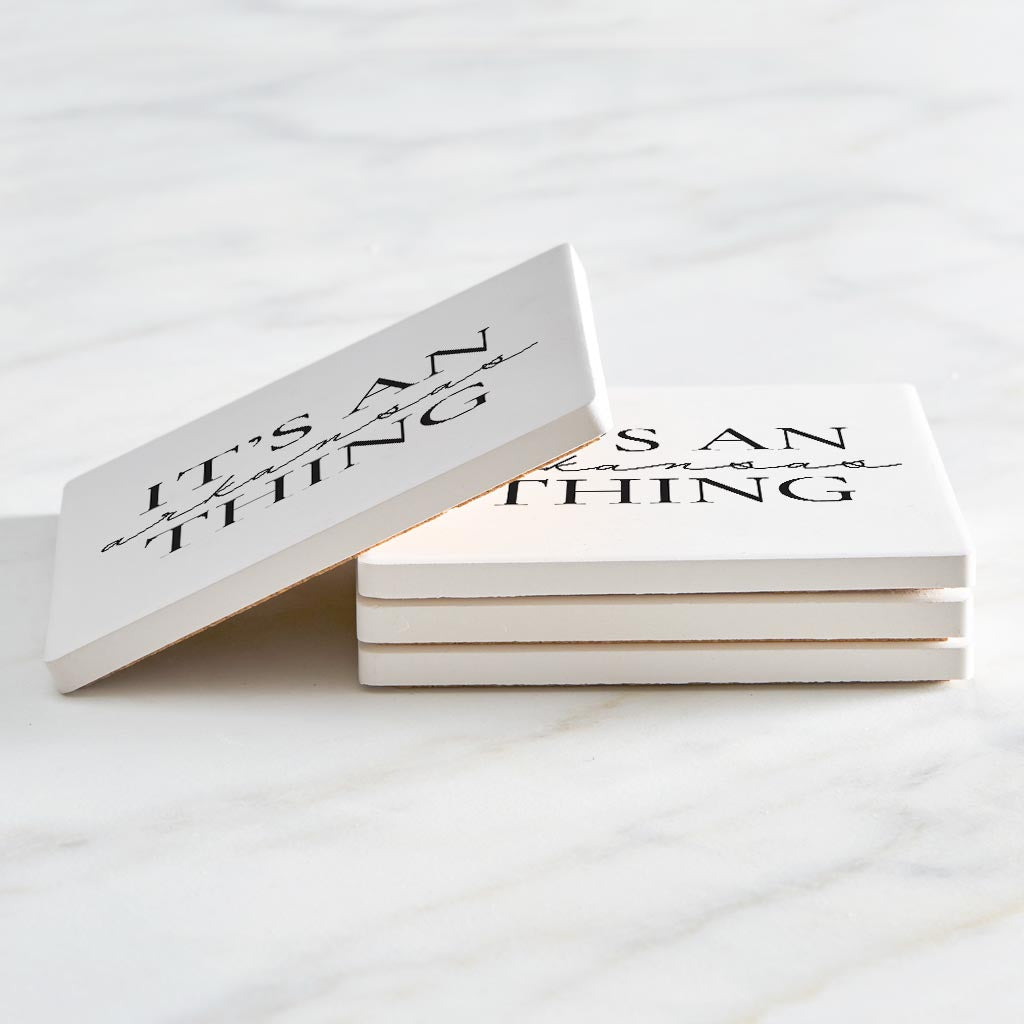 Minimalist B&W Arkansas Thing Quote | Absorbent Coasters | Set of 4 | Min 2