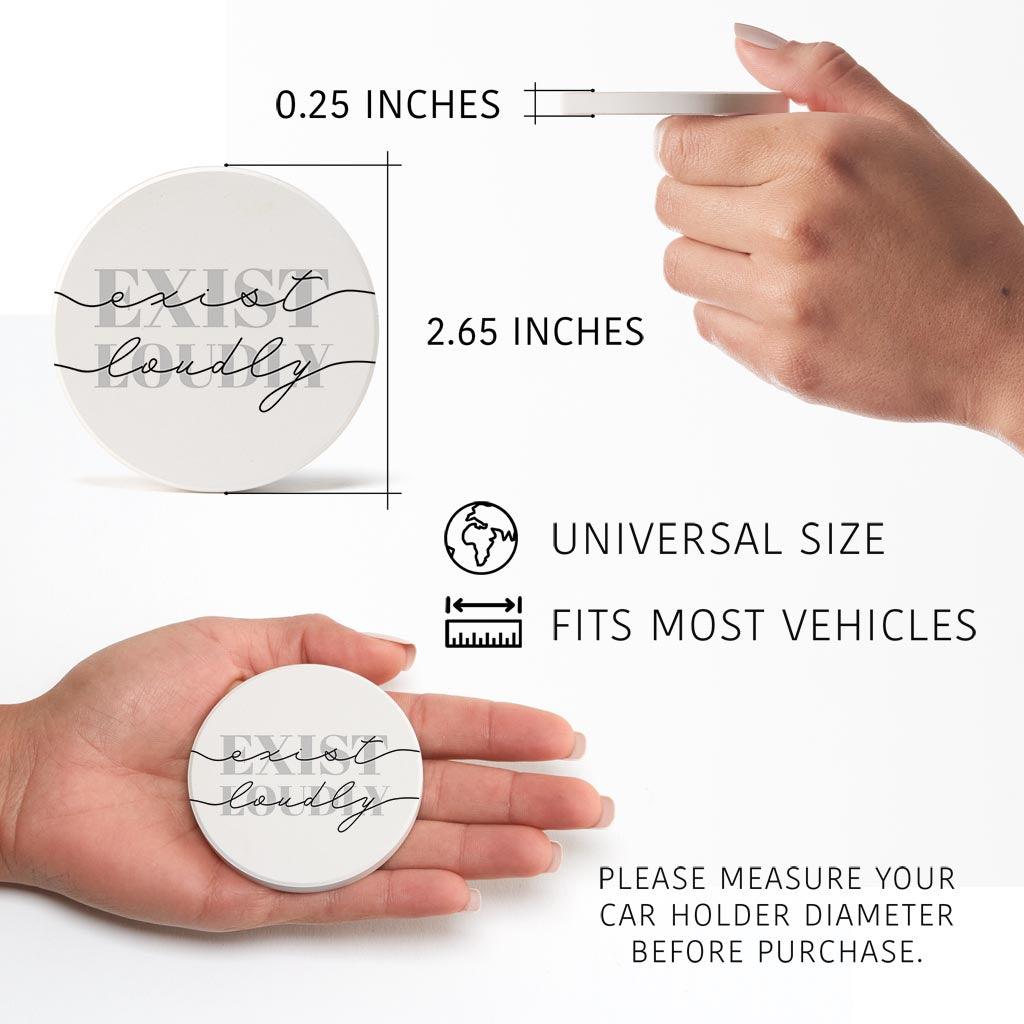 Modern Exist Loudly Texas | Absorbent Car Coasters | Set of 2 | Min 4