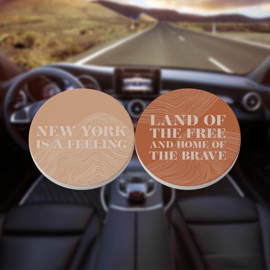Modern Minimalist New York Quips | Absorbent Car Coasters | Set of 2 | Min 4