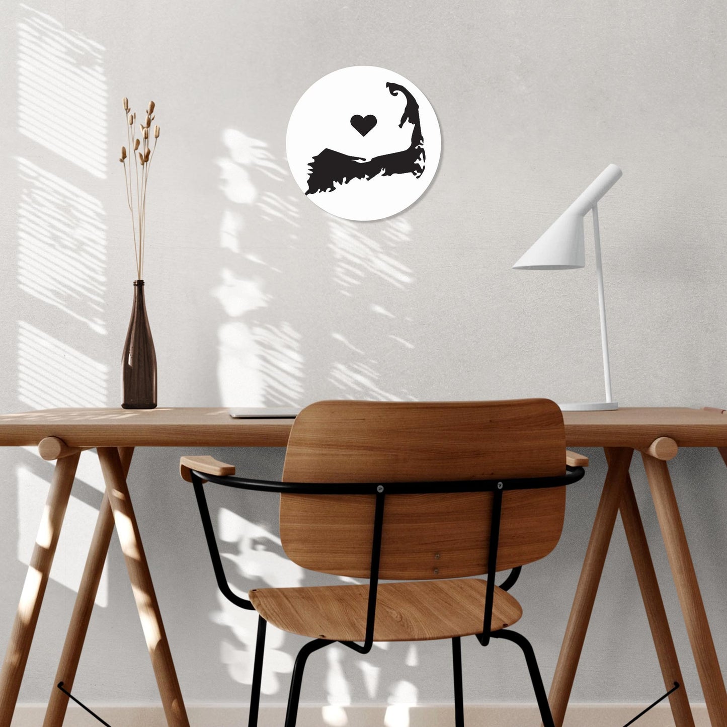 Minimalistic B&W Cape Cod With Heart | Wood Sign | Eaches | Min 1
