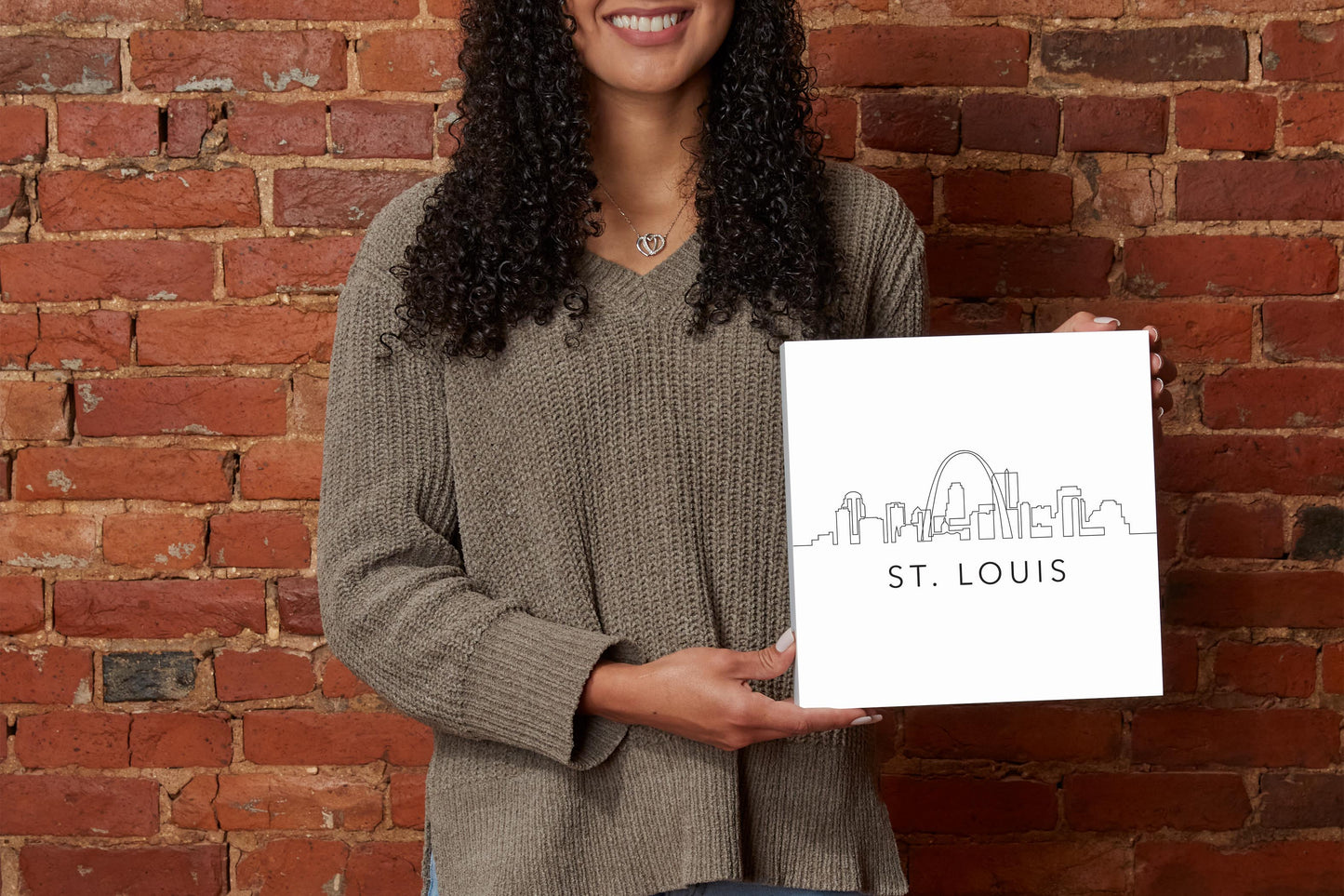 Minimalist B&W Missouri St Louis Skyline | Wood Block | Eaches | Min 2