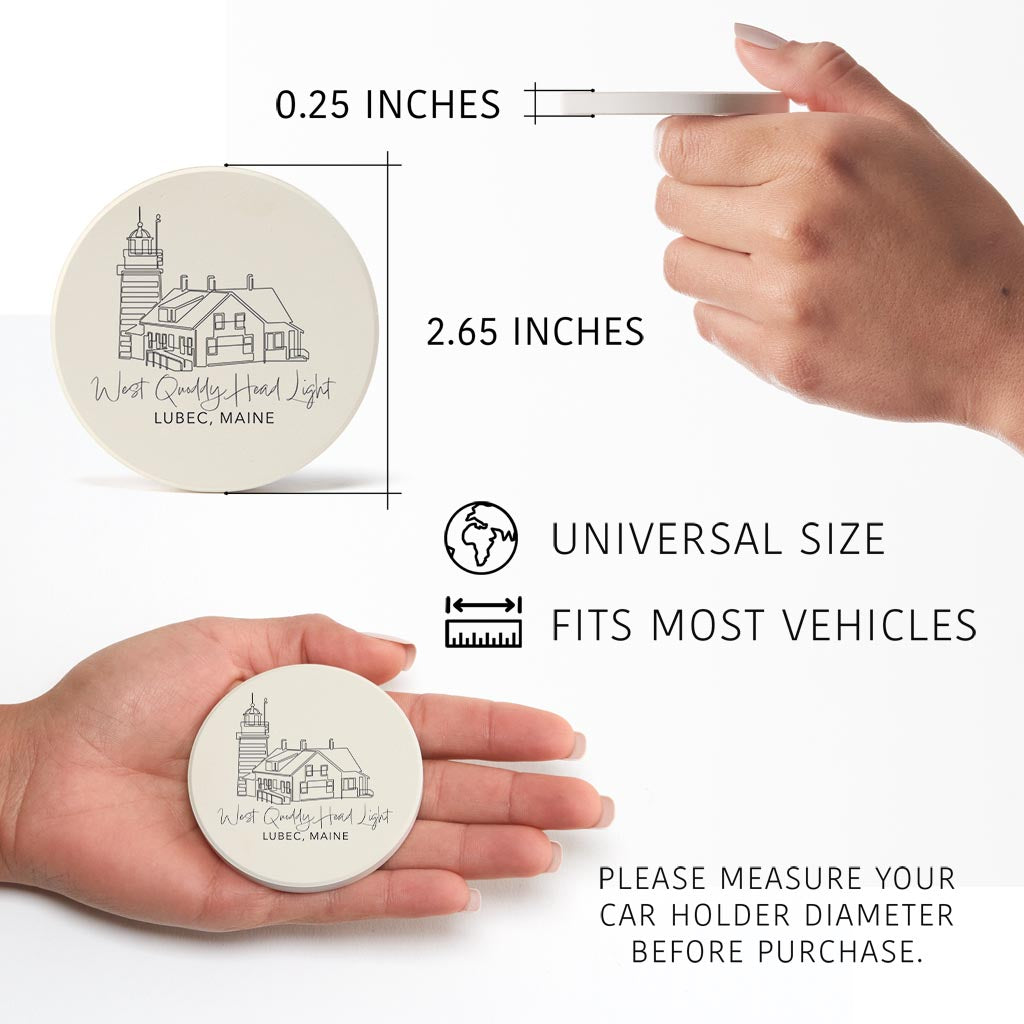 West Quoddy Head Light | Absorbent Car Coasters | Set of 2 | Min 4