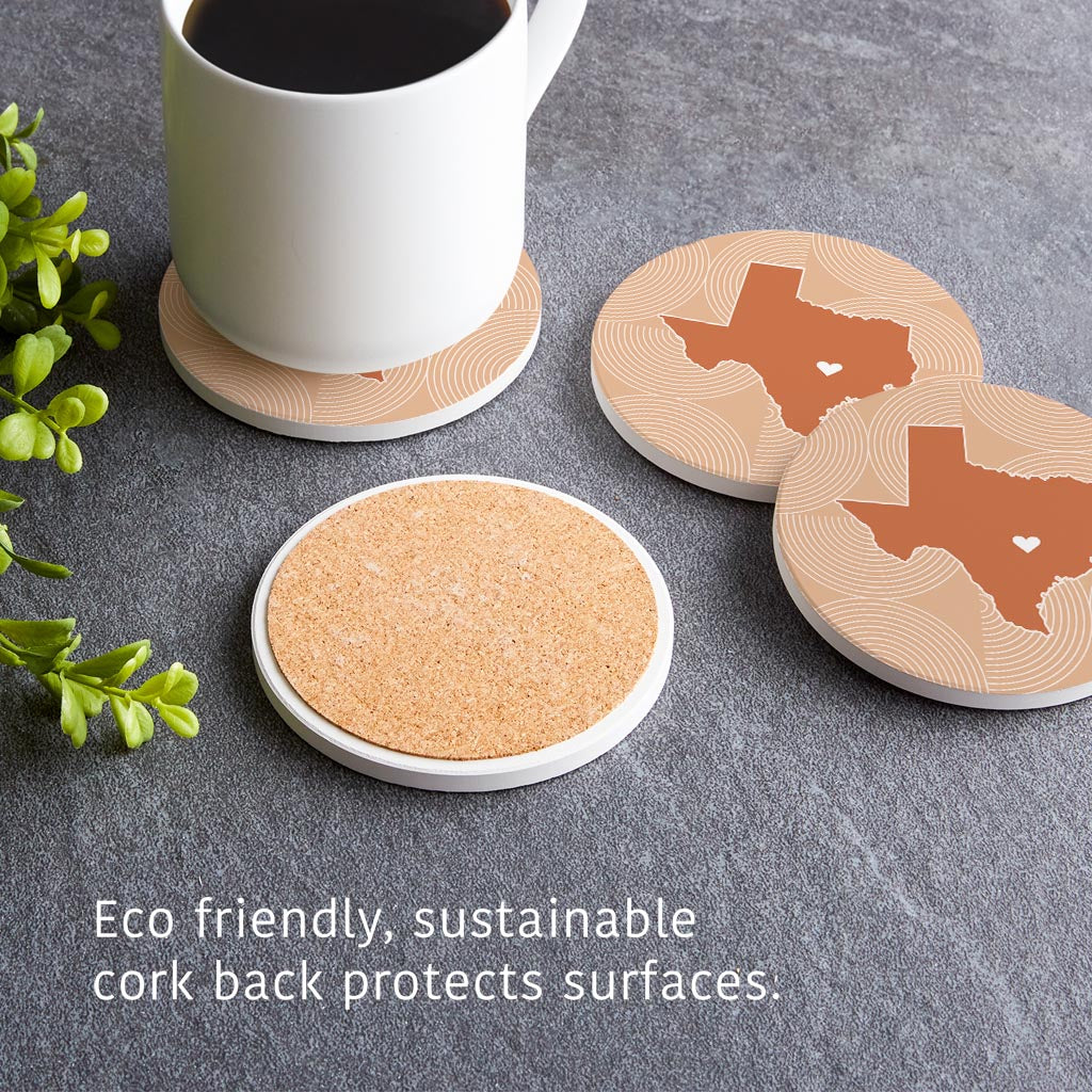Modern Minimalist Texas Austin Heart | Absorbent Coasters | Set of 4 | Min 2