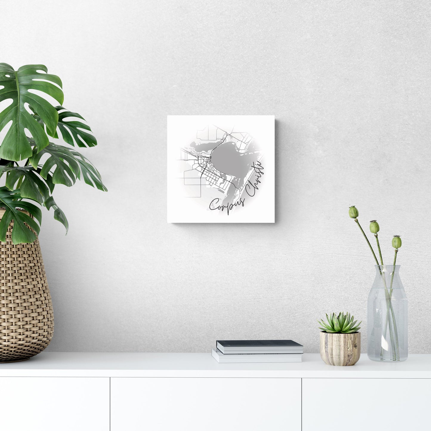 Minimalistic B&W Texas Corpus Christi Circle Map | Wood Sign | Eaches | Min 2