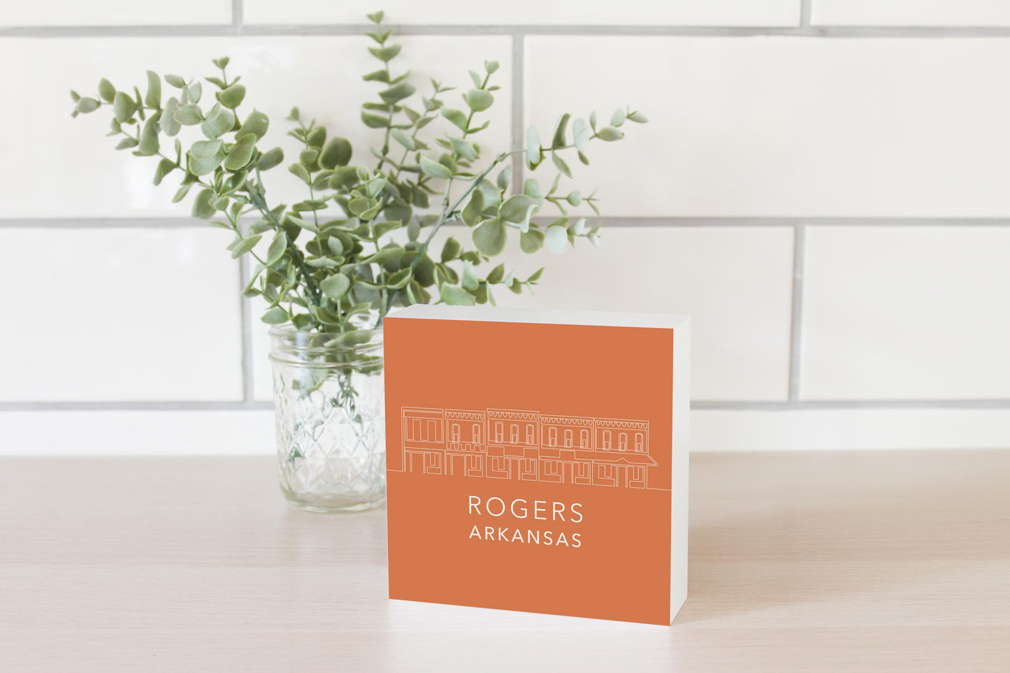 Modern Minimalist Arkansas Rogers Skyline | Wood Block | Eaches | Min 4