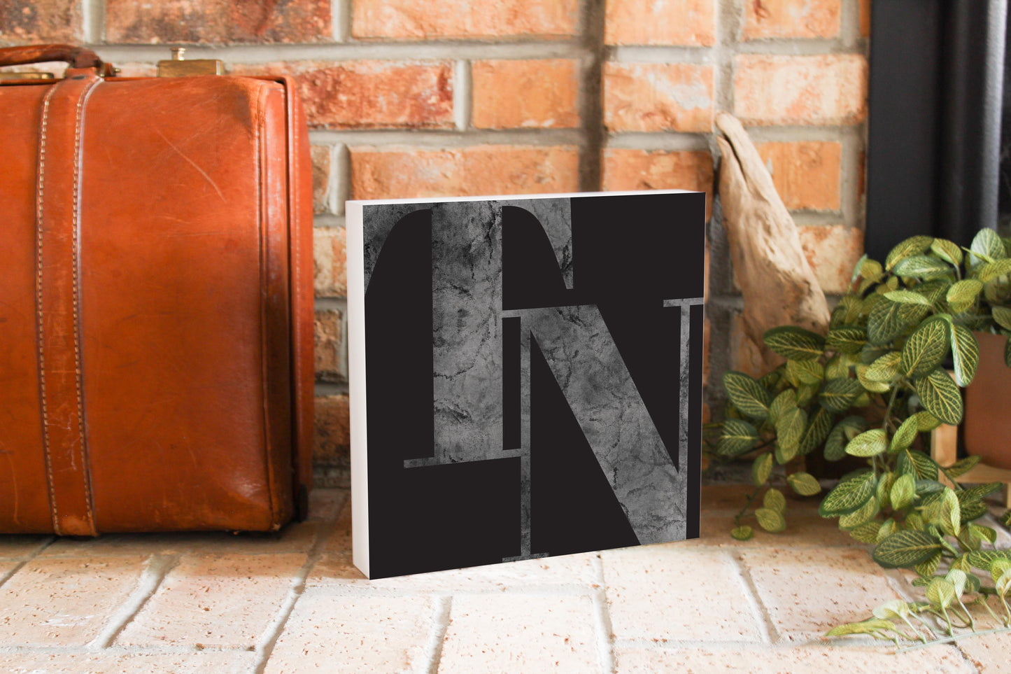 Minimalist B&W Tennessee Black Initials | Wood Block | Eaches | Min 2