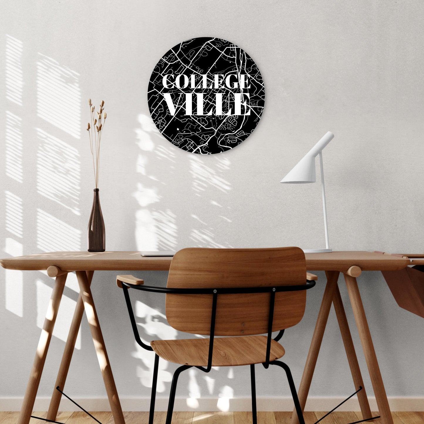 Minimalistic B&W Pennsylvania Collegeville Map | Wood Sign | Eaches | Min 1