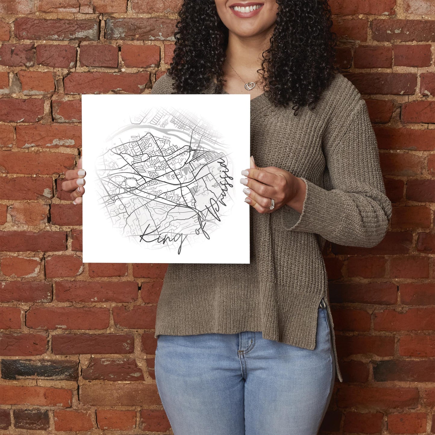 Minimalistic B&W Pennsylvania King Of Prussia Circle Map | Hi-Def Glass Art | Eaches | Min 1