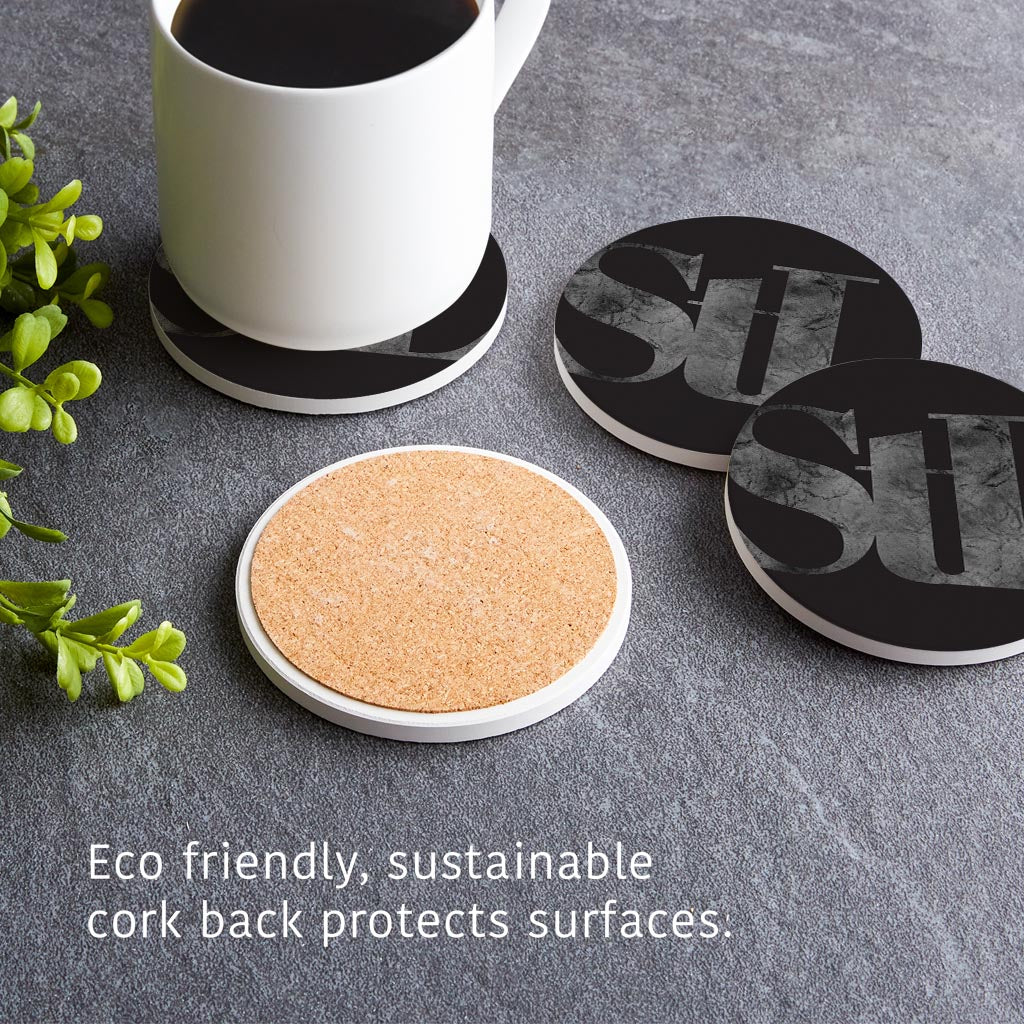 Minimalist B&W Missouri St Louis Black Initials | Absorbent Coasters | Set of 4 | Min 2