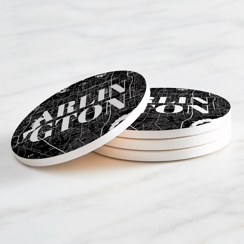 Minimalistic B&W Texas Arlington Map | Absorbent Coasters | Set of 4 | Min 2