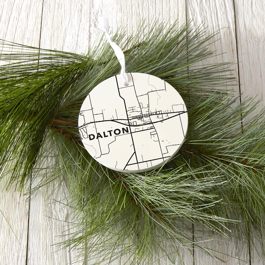 Minimalistic Dalton Ohio Map White| Wood Ornament | Eaches | Min 6