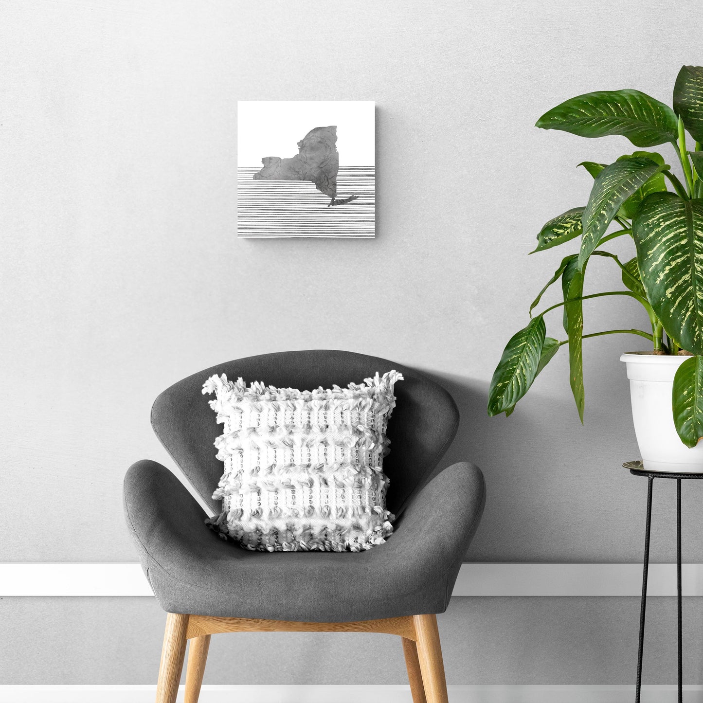 Minimalistic B&W New York Shape Straight Lines | Hi-Def Glass Art | Eaches | Min 1