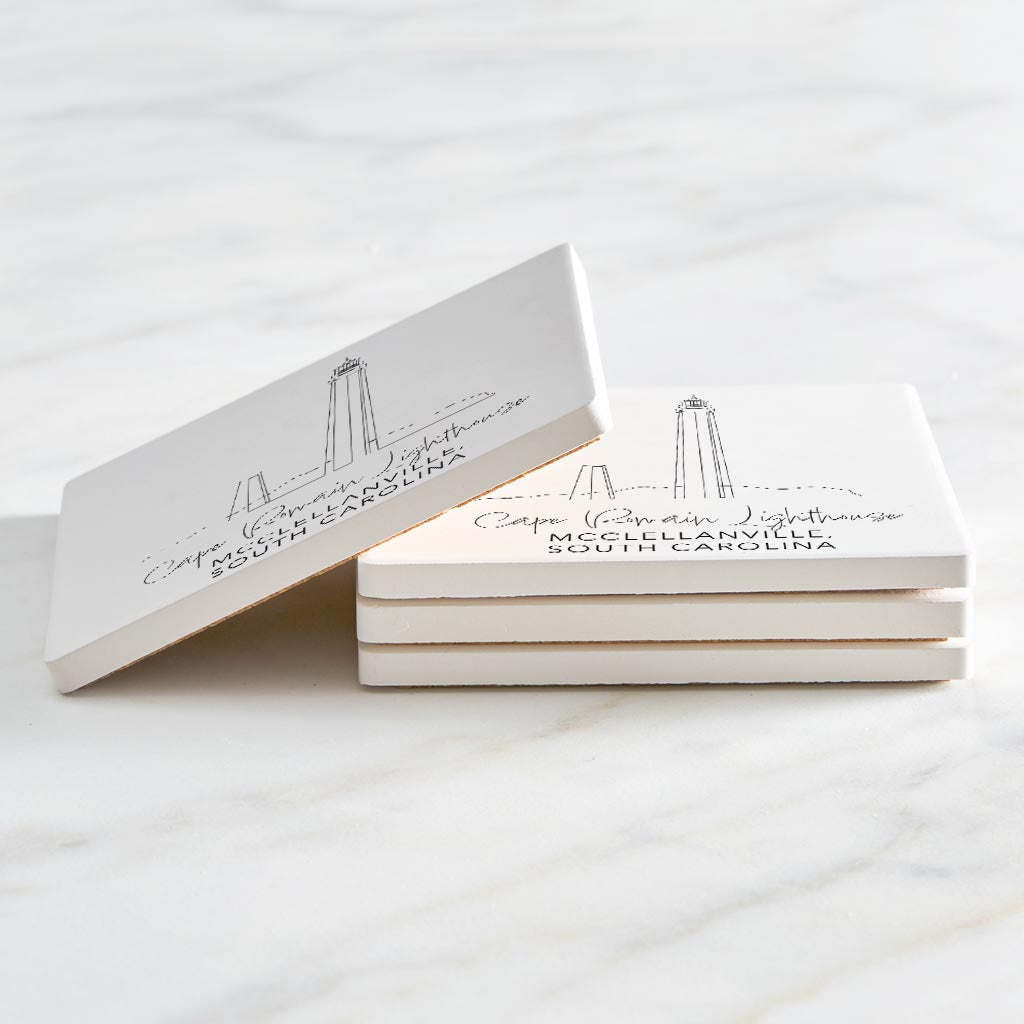 Cape Romain Lighthouse | Absorbent Coasters | Set of 4 | Min 2