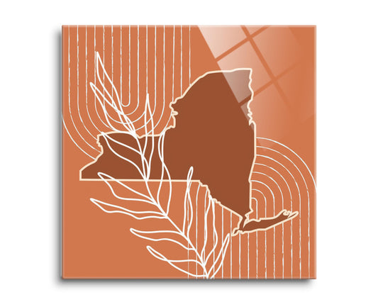 Modern Minimalist New York Shape And Leaf| Hi-Def Glass Art | Eaches | Min 2