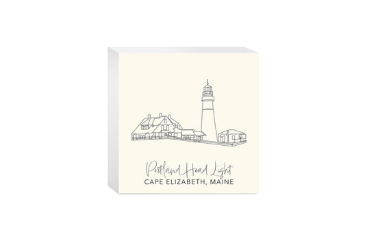 Cream Portland Head Light | Wood Block | Eaches | Min 4