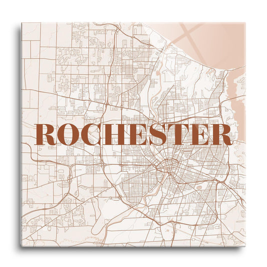 Modern Minimalist New York Rochester Map | Hi-Def Glass Art | Eaches | Min 1