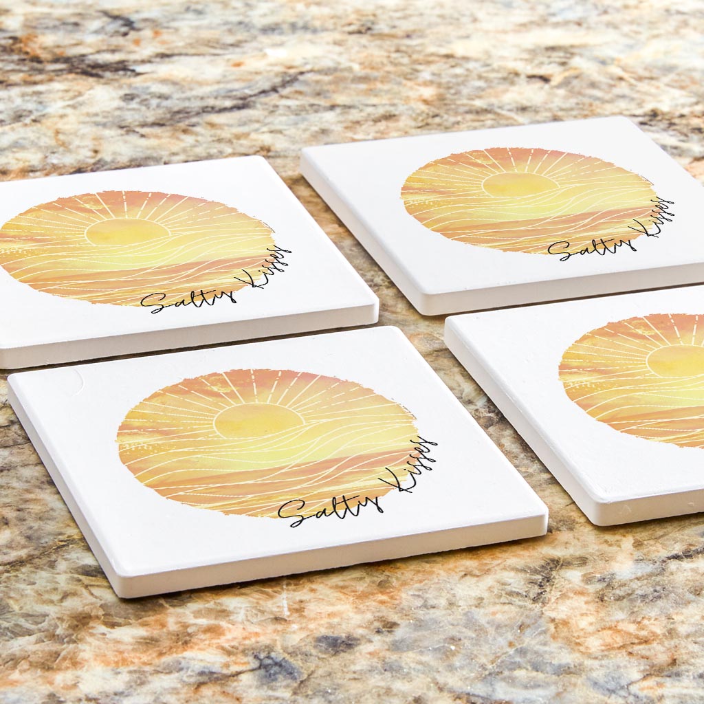 Salty Kisses Orange Art | Absorbent Coasters | Set of 4 | Min 2