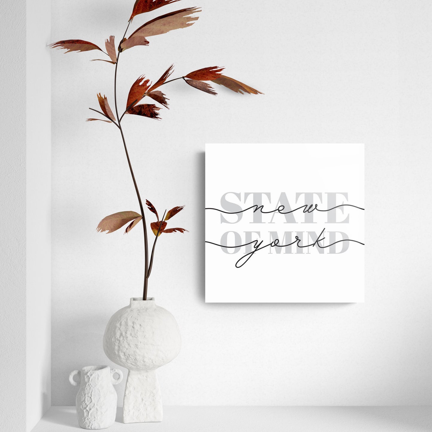 Minimalistic B&W New York Quip Ny State Of Mind | Hi-Def Glass Art | Eaches | Min 2