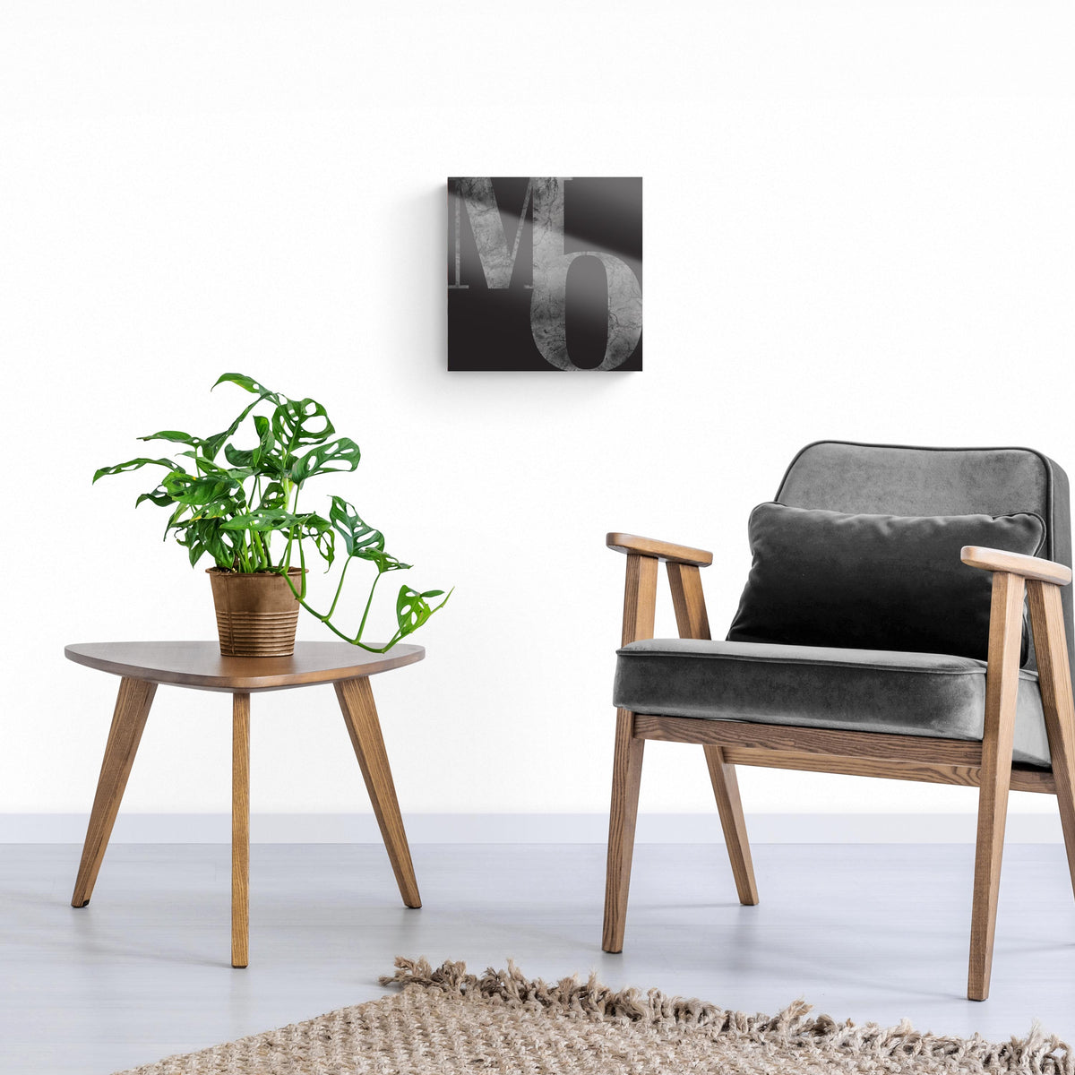 Minimalist B&W Missouri Black Initials | Hi-Def Glass Art | Eaches | Min 1