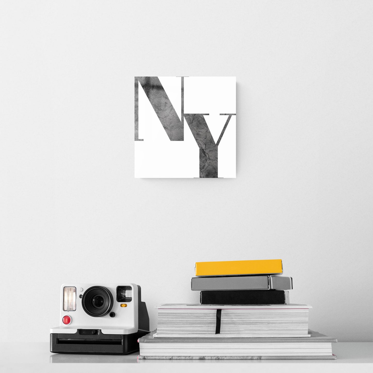 Minimalistic B&W New York White Initials | Hi-Def Glass Art | Eaches | Min 2