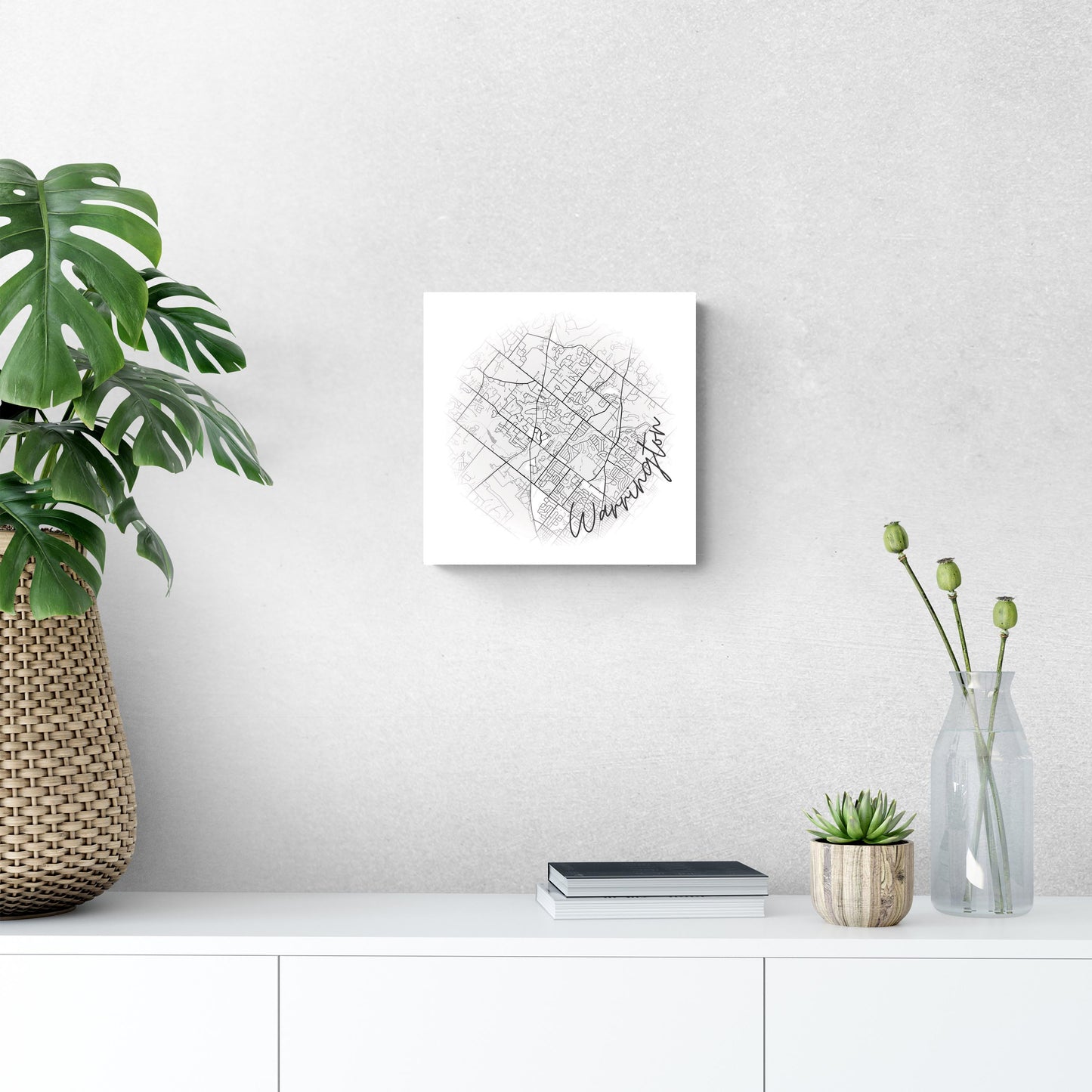 Minimalistic B&W Pennsylvania Warrington Circle Map | Wood Sign | Eaches | Min 2