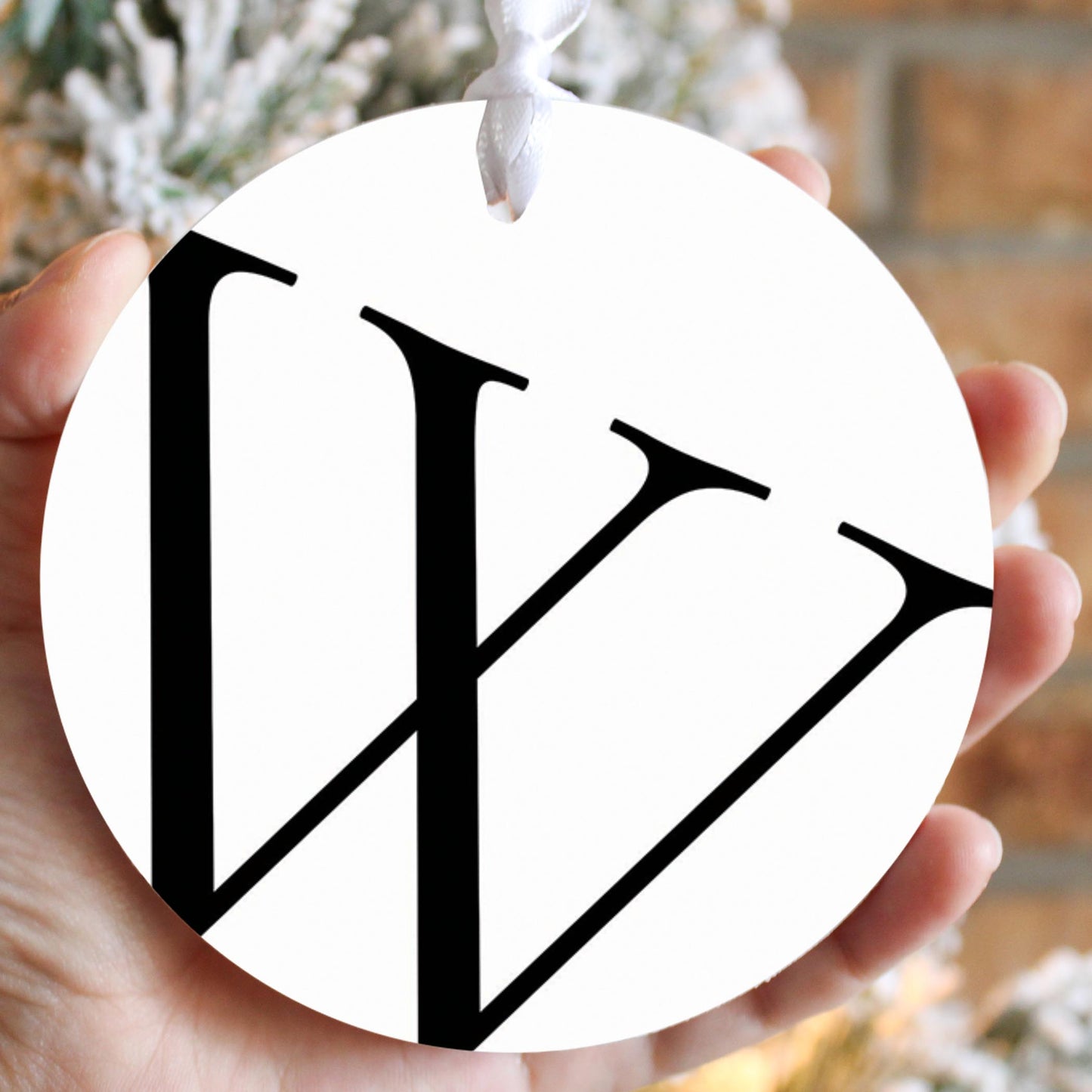 Minimalist Monogram W Circle| Wood Ornament | Eaches | Min 6